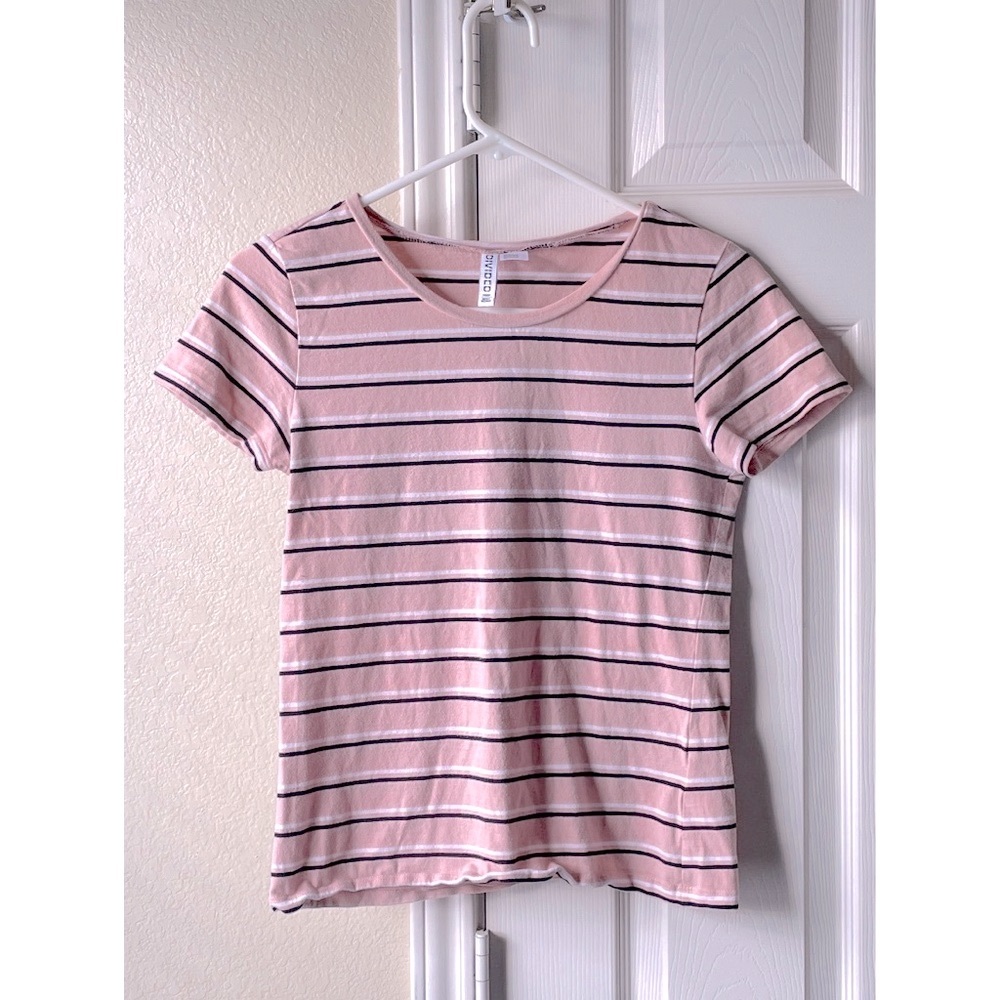 2/$12 Divided H&M NWOT Striped Baby Tee - Pink / White / Black